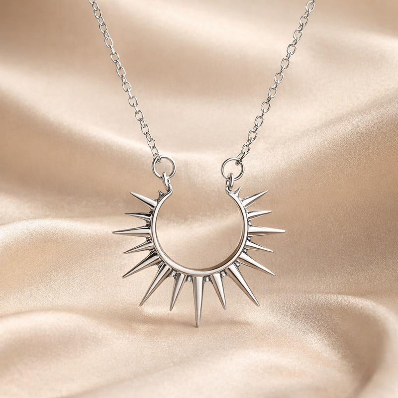 White Gold Sunflower Pendant Necklace