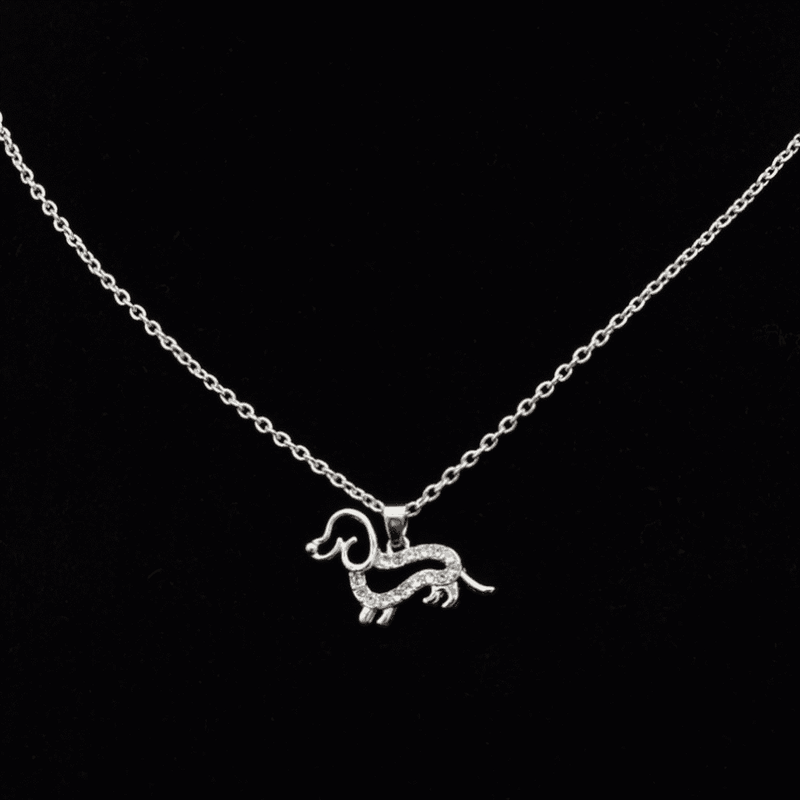 Dachshund Zirconia Pendant Necklace