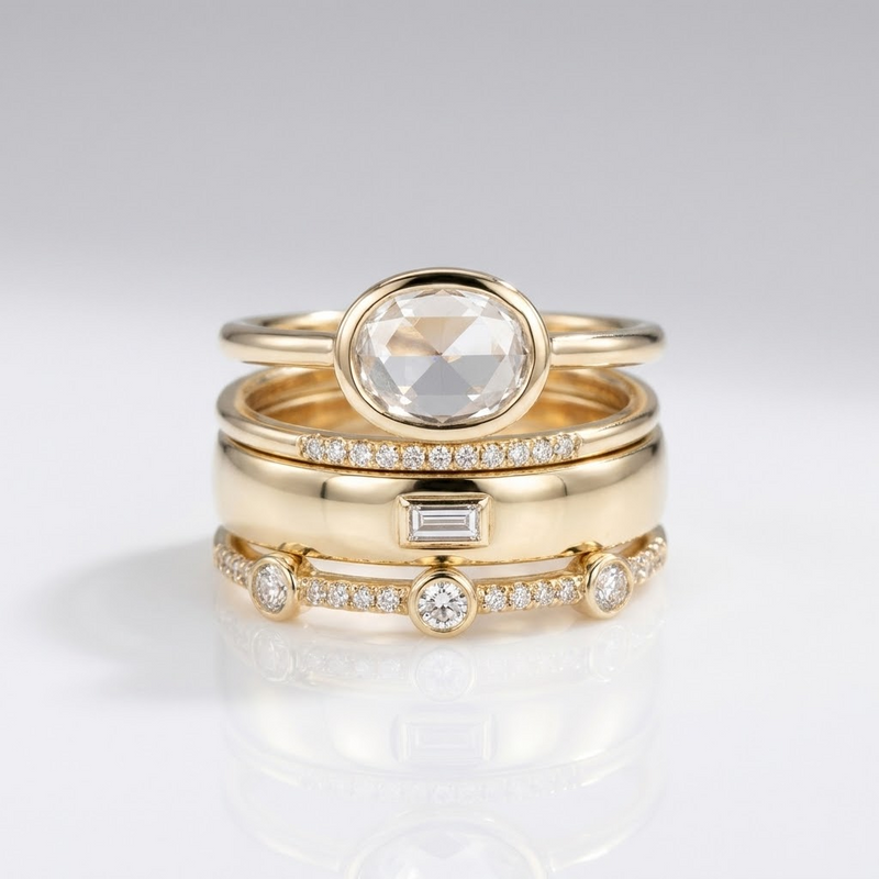 Gold Zirconia Stack Ring