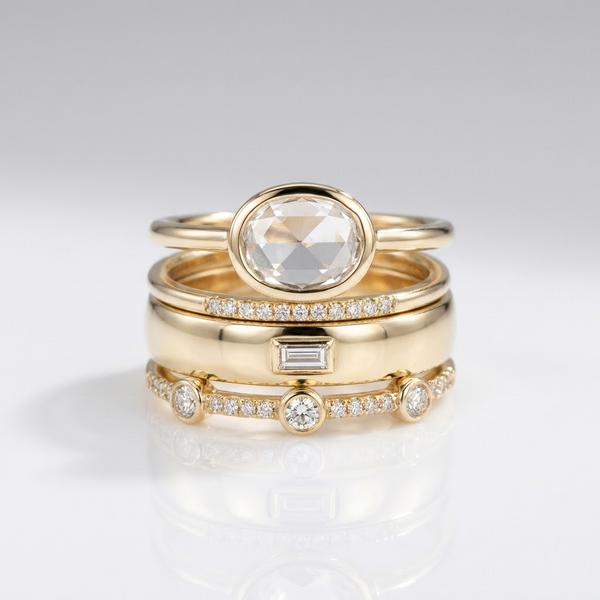 Gold Zirconia Stack Ring