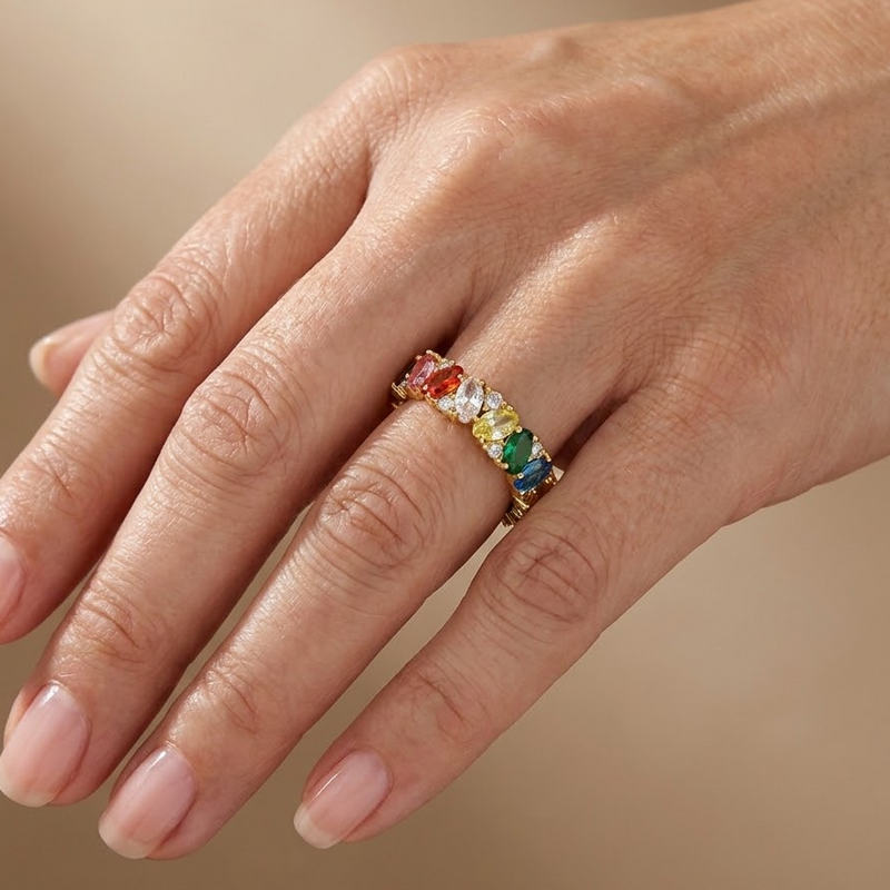 Rainbow Zirconia Band Ring