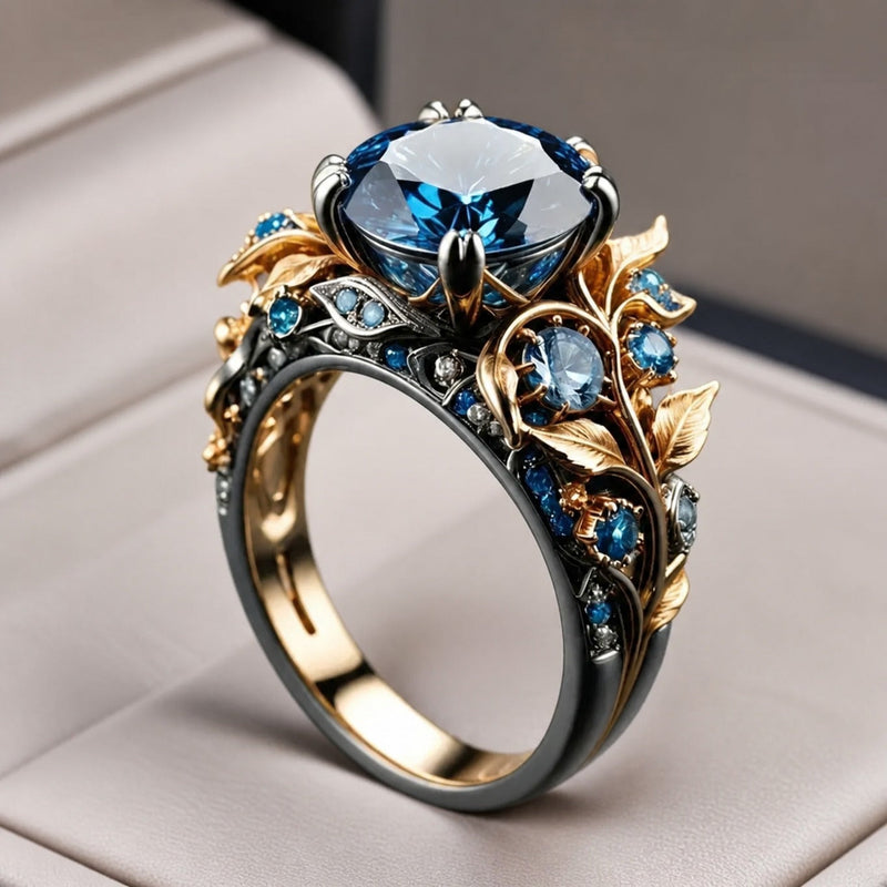 Azure Bloom Crystal Flower Ring
