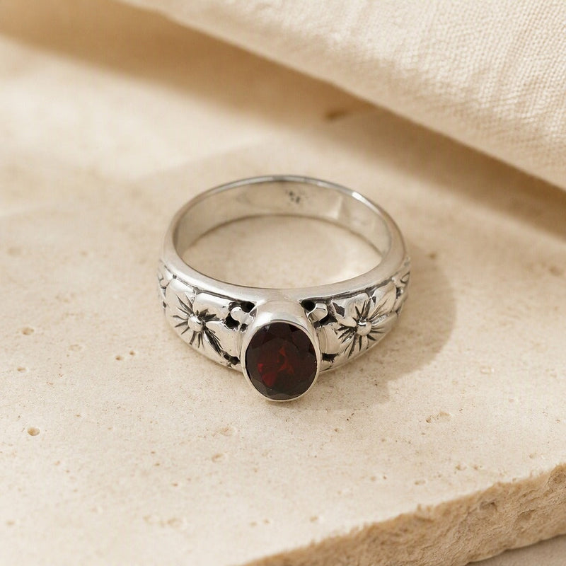 Vintage Crimson Halo Ring