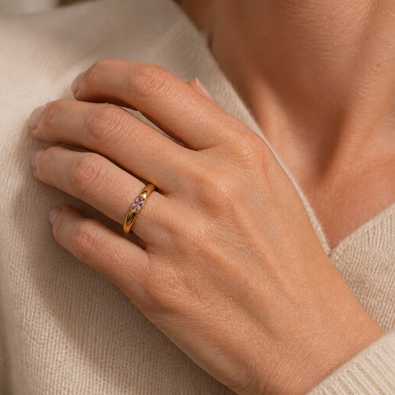 Hot Square Colorful Zircon Ring