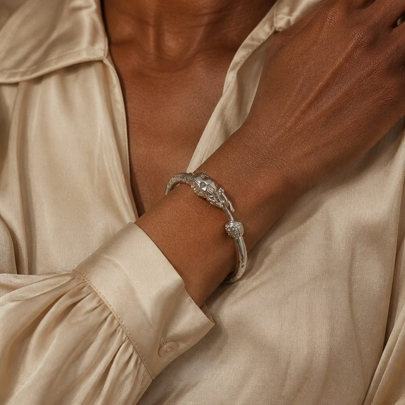 Silver Tone Elephant‎ Cuff Bracelet