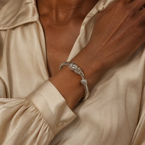 Silver Tone Elephant‎ Cuff Bracelet
