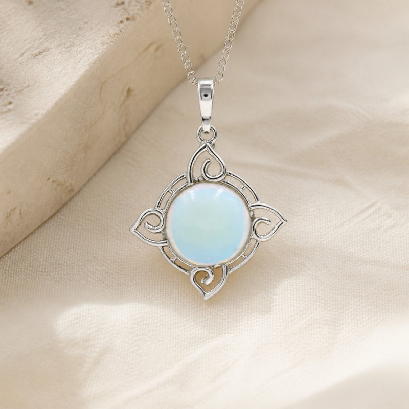 Vintage Silver Moonstone Filigree Necklace