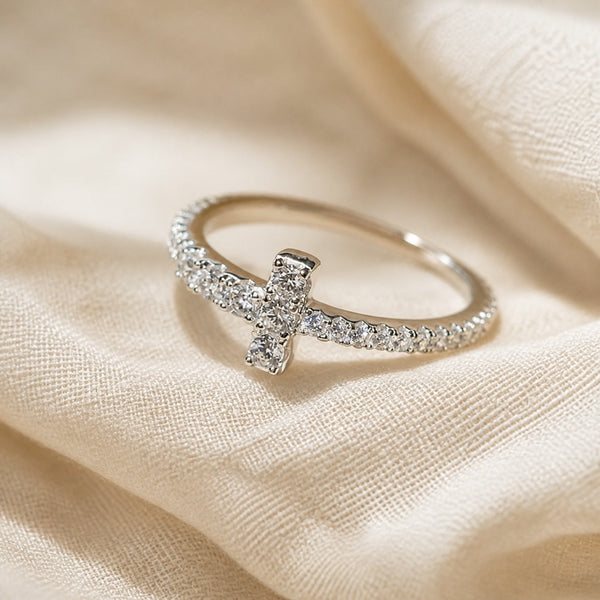 Classic Cross Design Paved Ring