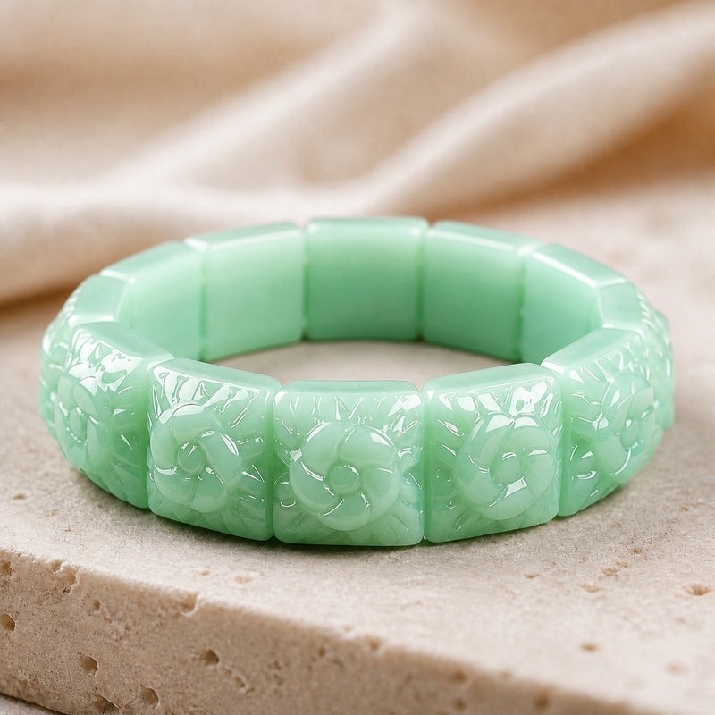 Trendy Jade Flower Bracelet