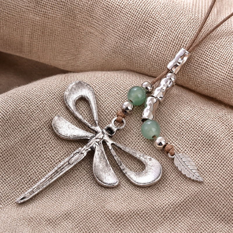 Bohemian Dragonfly Leather Necklace