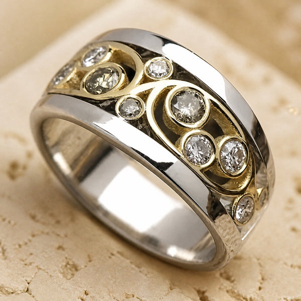 Boho Two Tone Zirconia Ring