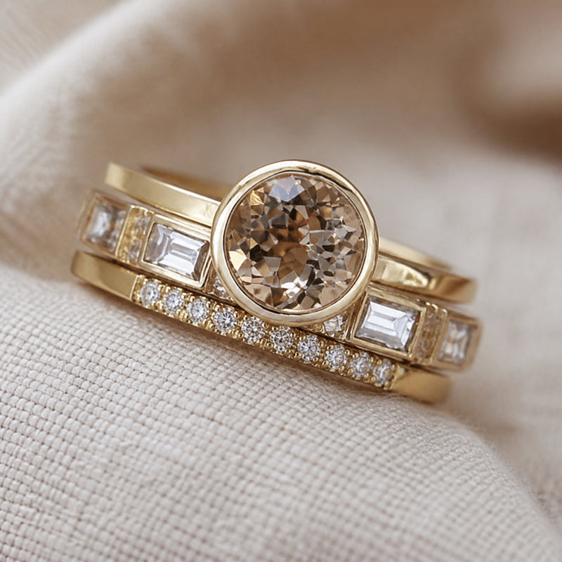 Vintage Ring with Golden Cubic Zirconia