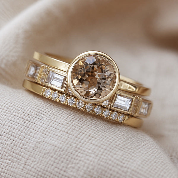 Vintage Ring with Golden Cubic Zirconia
