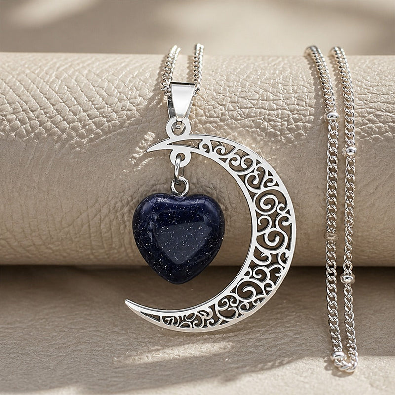 Midnight Moon Heart Necklace