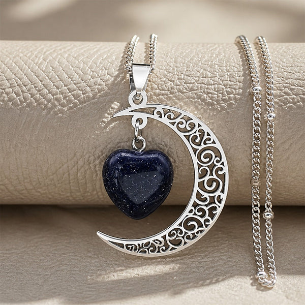 Midnight Moon Heart Necklace