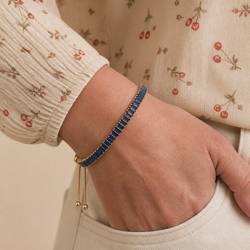 Adjustable Blue Crystal Tennis Bracelet