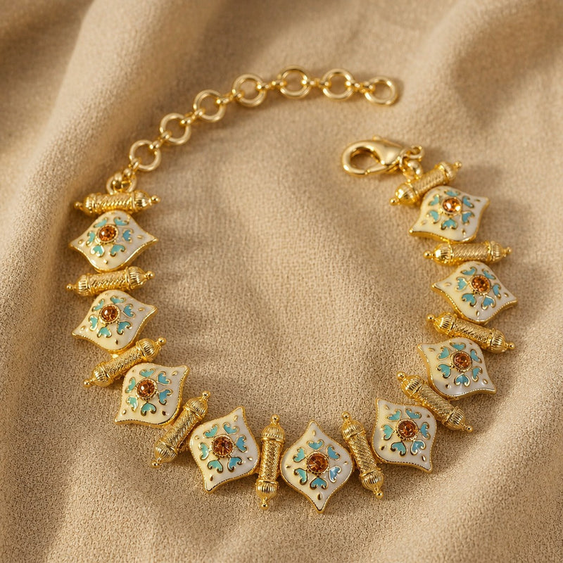 Midcentury Gilded Enamel Bracelet
