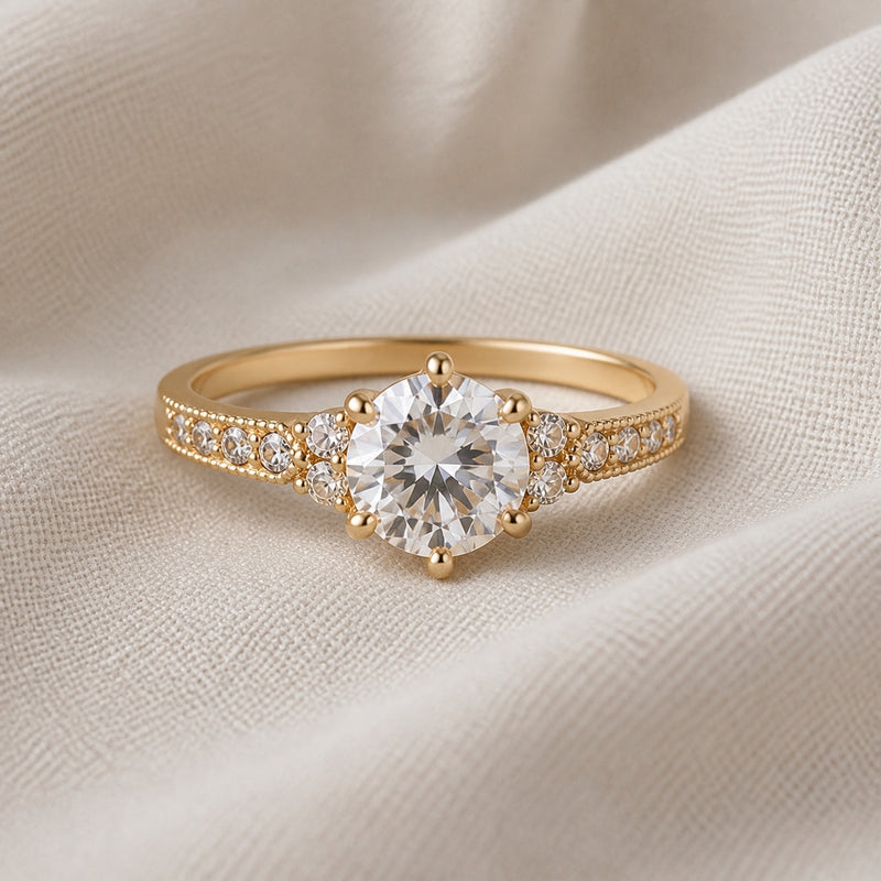 Vintage Filigree Three Stone Ring