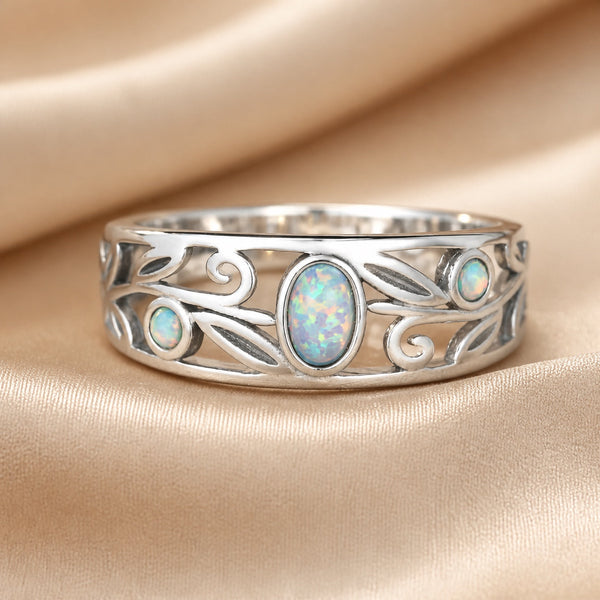 Vintage Opal Vine Silver Ring