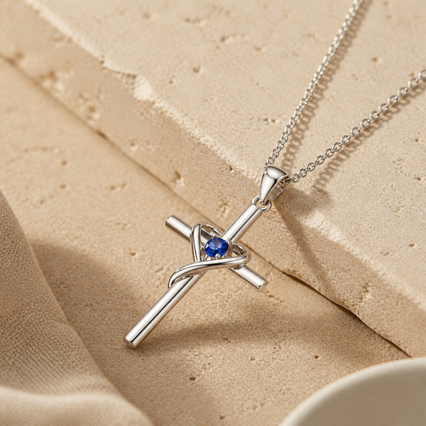 Sapphire Cross Necklace