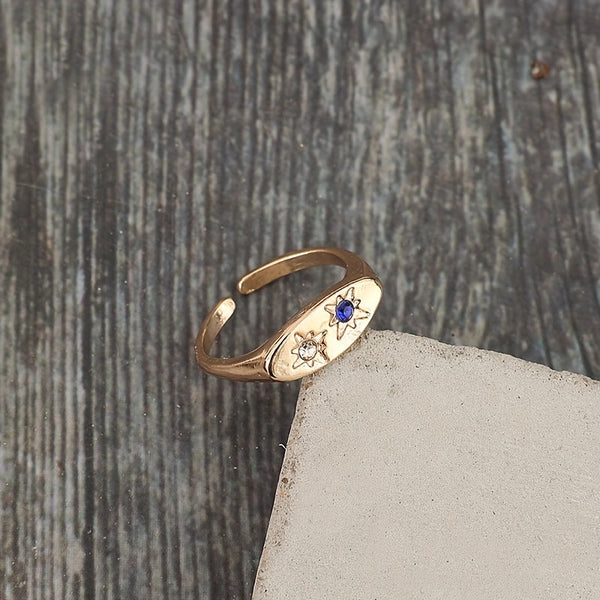 Minimalist Flat Oval Inlaid Resin Gold Ring