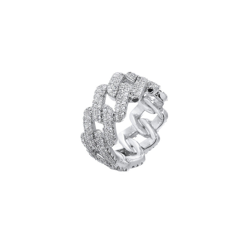 Elegant Gold and Silver Zirconia Inlaid Ring