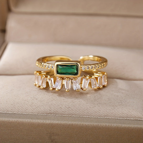 Emerald Interlace Statement Ring