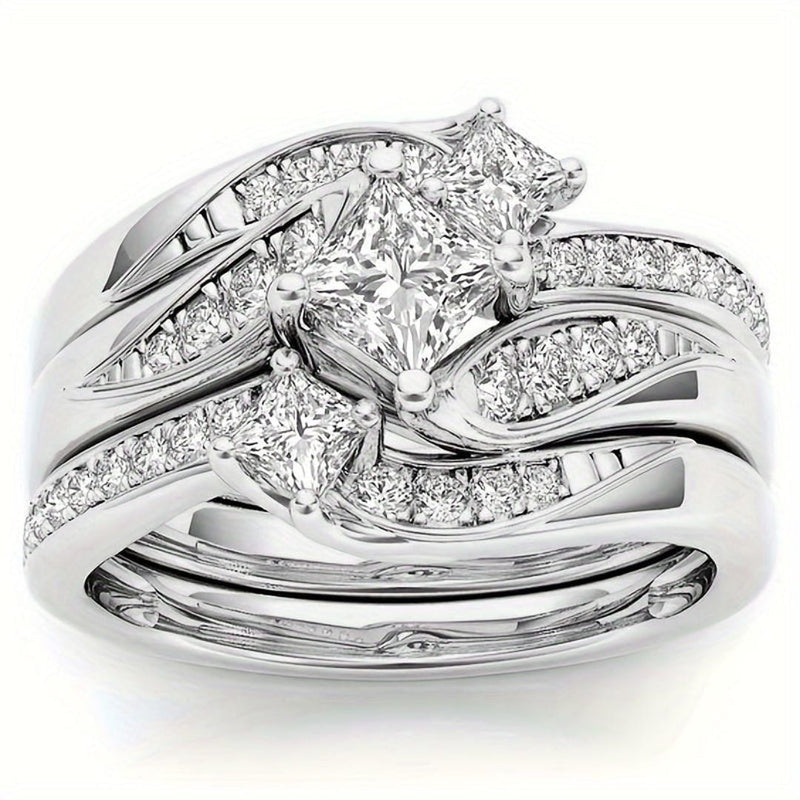Princess Cluster Ring Set