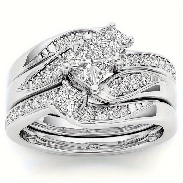 Princess Cluster Ring Set