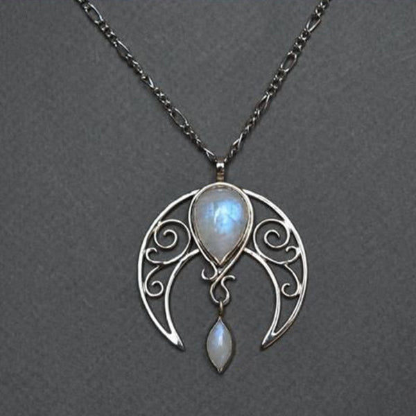 Moonstone Crescent Pendant Necklace