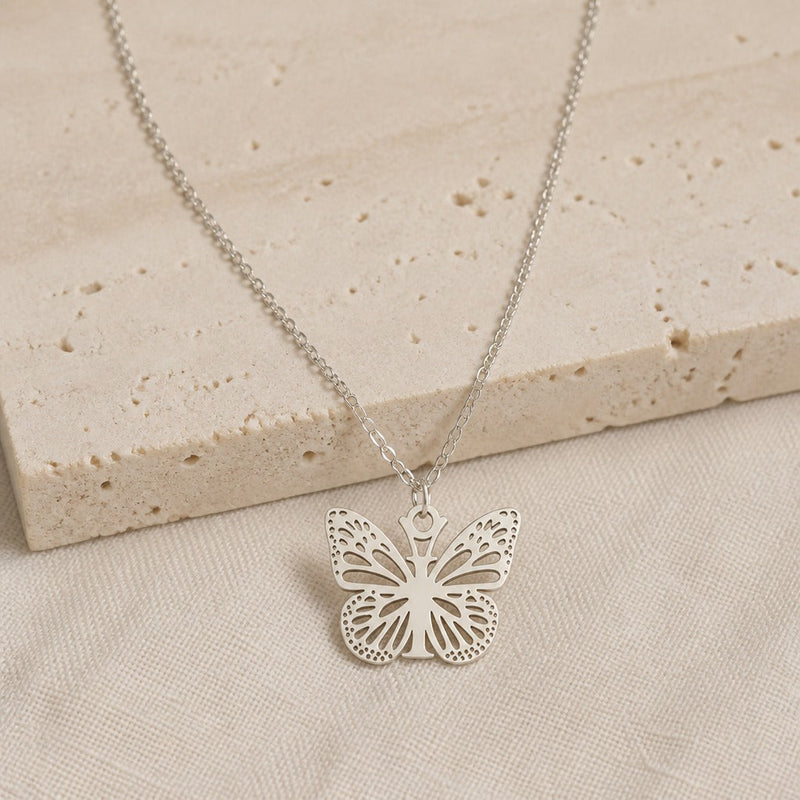 Butterfly Initial Letter Pendant Necklace