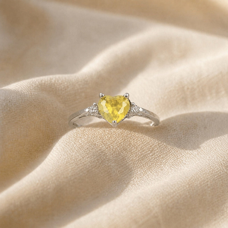 Radiant Yellow Heart Ring