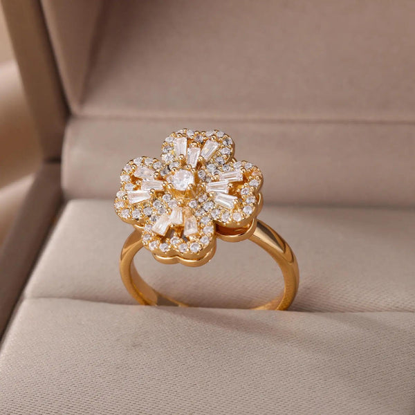 Crystal Clover Statement Ring