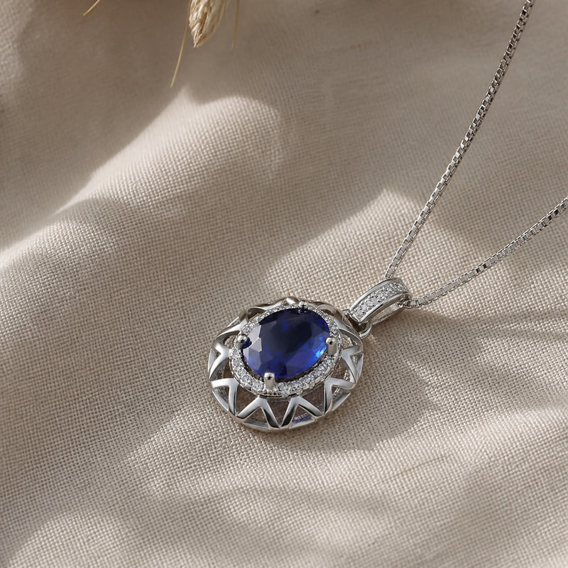 Oval Sapphire Pendant Necklace