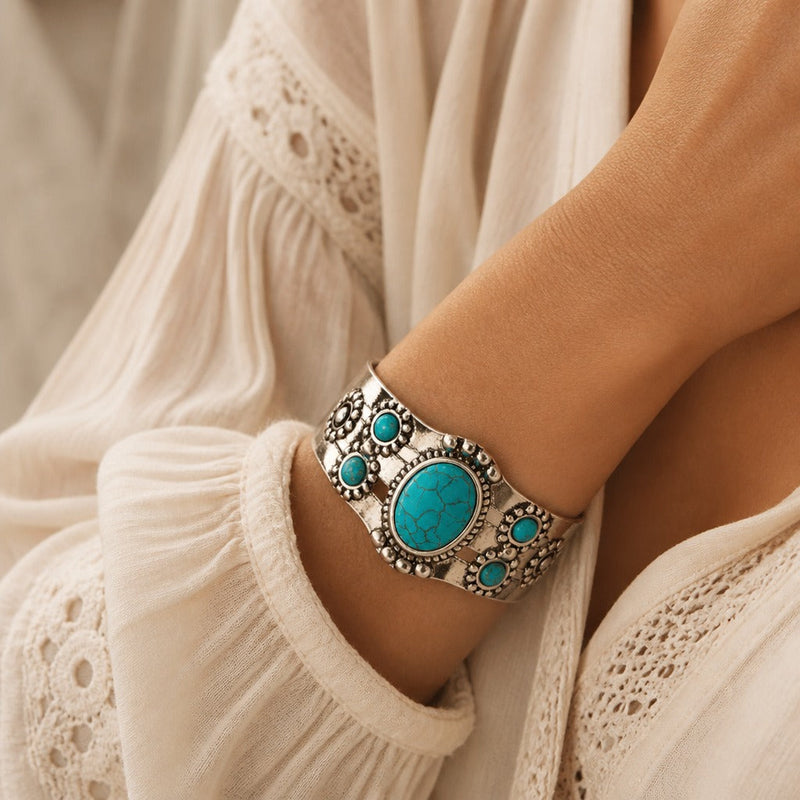 Oval Turquoise Open Bracelet