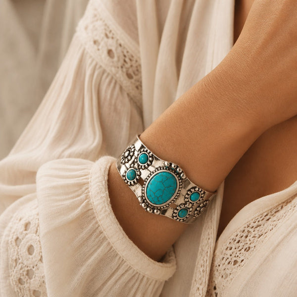 Oval Turquoise Open Bracelet
