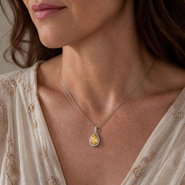 Graceful Yellow Teardrop Necklace