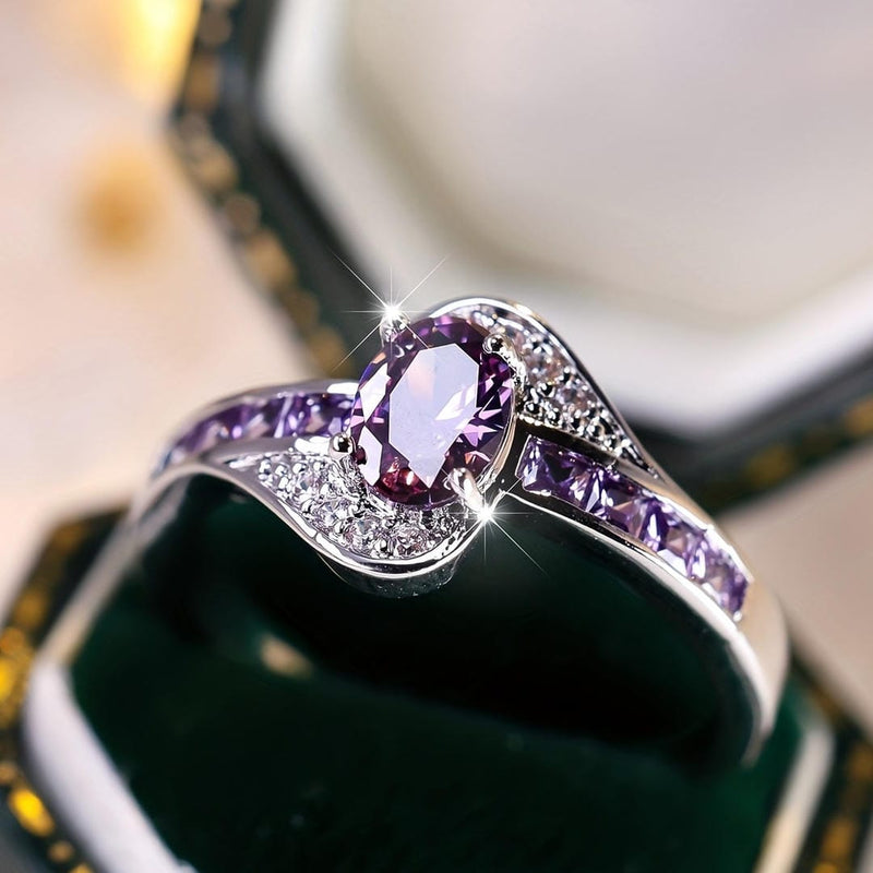Violet Whisper Crystal Twist Ring