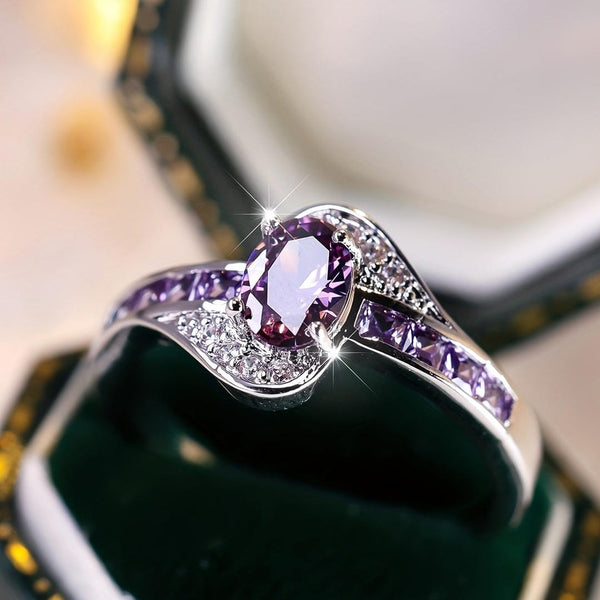 Violet Whisper Crystal Twist Ring