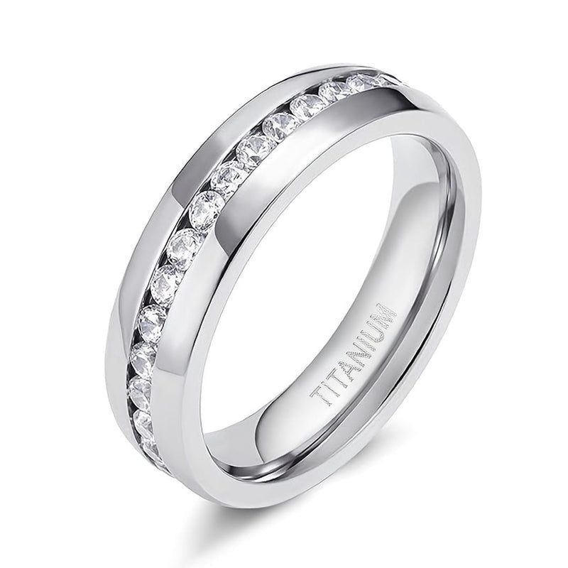 Elegant White Crystals Titanium Band