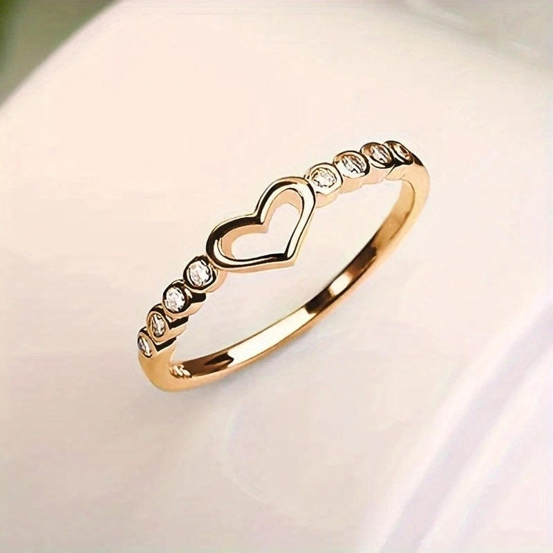 Open Heart Crystals Accent Ring