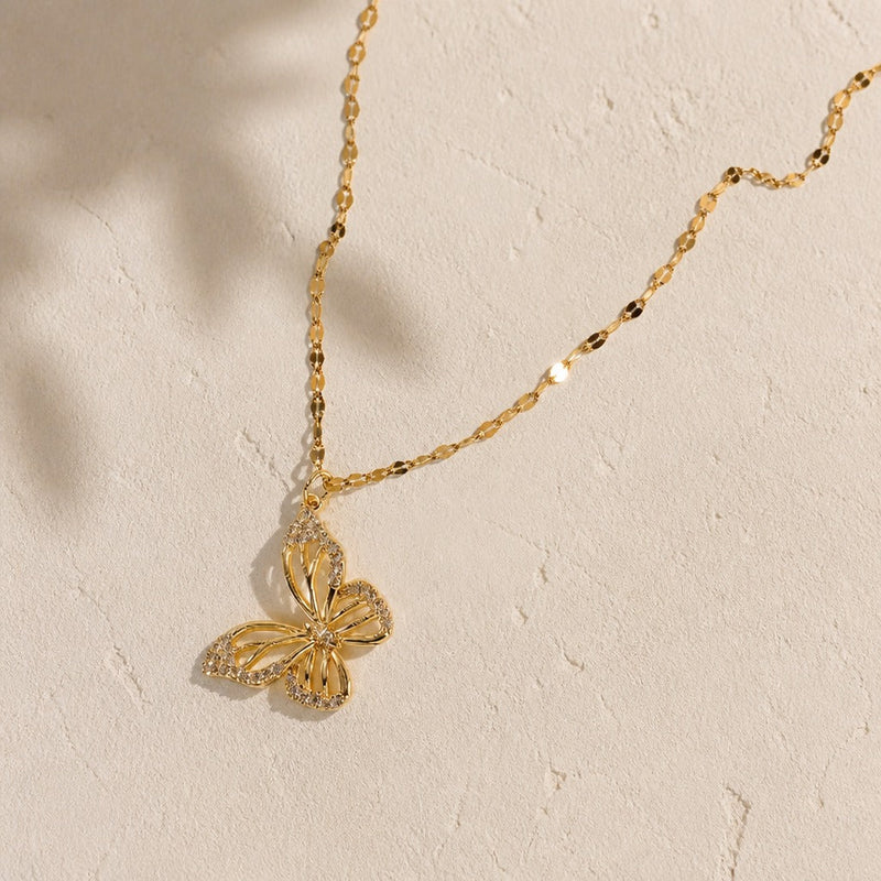 Minimalist Hollow Butterfly Pendant Necklace