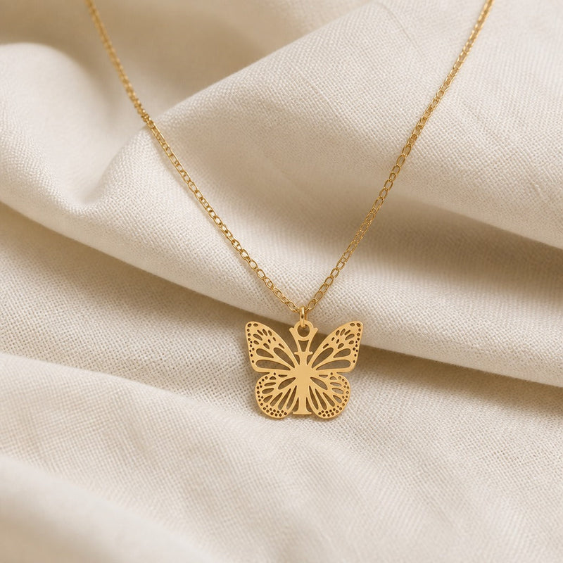Butterfly Initial Letter Pendant Necklace