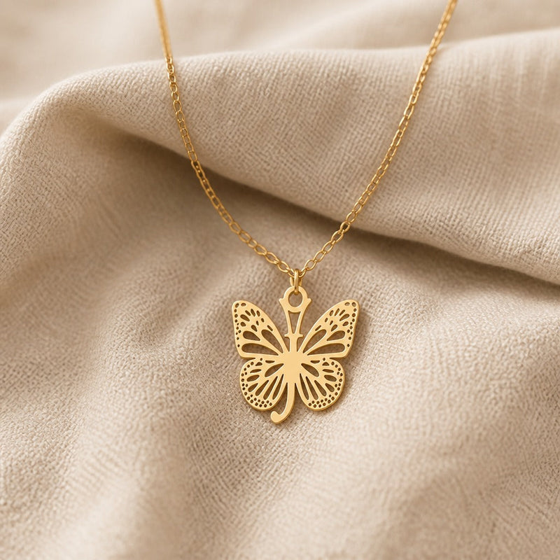 Butterfly Initial Letter Pendant Necklace