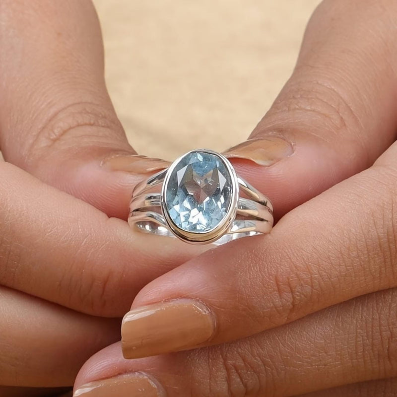 Sea Blue Zirconia Ring