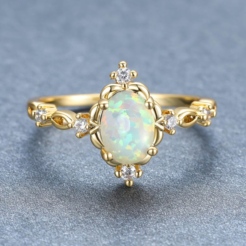 Celestial Opal Crystal Garden Ring