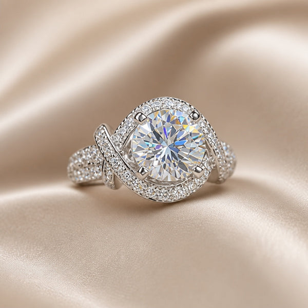 White Gold Moissanite Split Shank Ring
