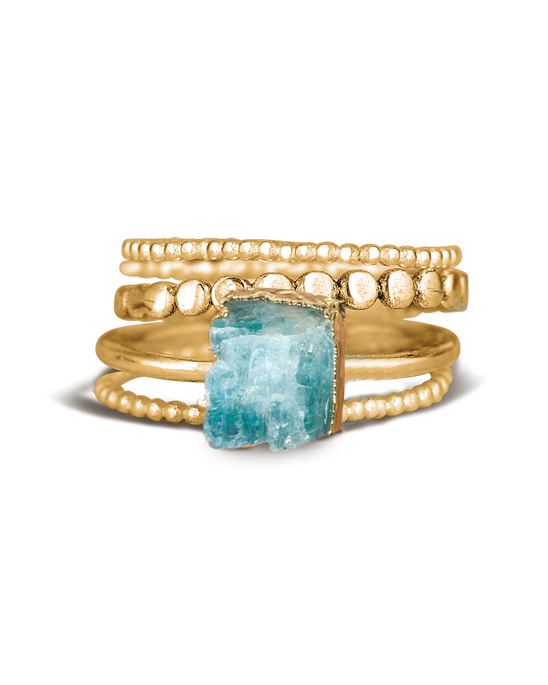Aquamarine Stacking Ring Set