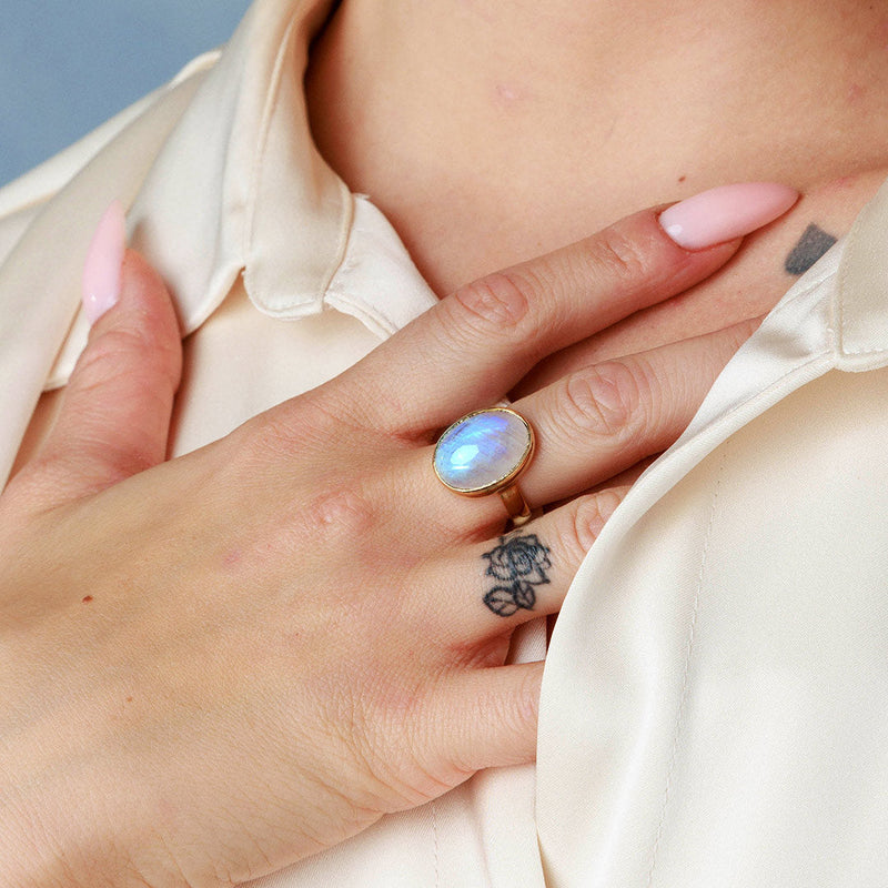 Boho Moonstone Gold Ring
