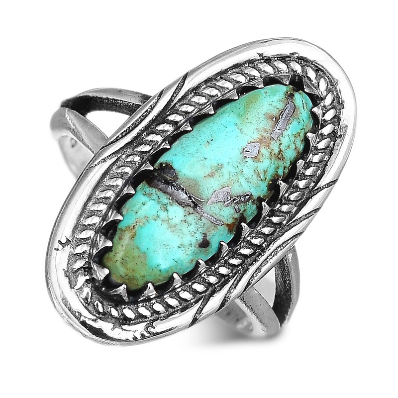 Turquoise Silver Boho Ring
